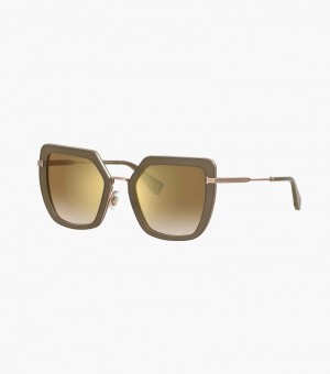 Marc Jacobs Icon Oversized Butterfly Sunglasses Women Sunglasses Olive / Gold USA | VF1-2575