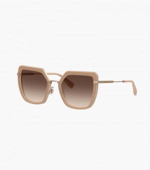 Marc Jacobs Icon Oversized Butterfly Sunglasses Women Sunglasses Skin Color / Gold USA | GR6-1660