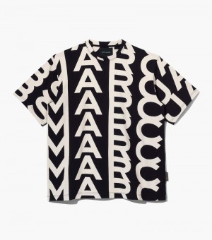 Marc Jacobs Monogram Big Tee Women T Shirts Black / White USA | CY1-1225
