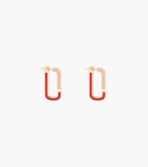 Marc Jacobs The J Marc Colorblock Flat Hoops Women Earrings Red Multicolor / Gold USA | PE1-6768