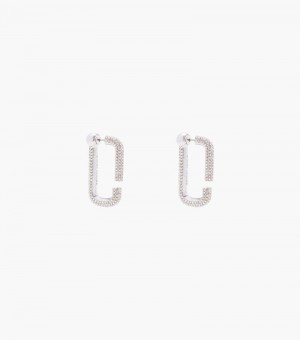 Marc Jacobs The J Marc Crystal Hoops Women Earrings Silver USA | EI8-8412