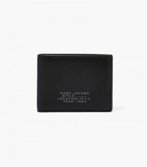 Marc Jacobs The Leather Billfold Wallet Women Wallets Black USA | OM8-3601