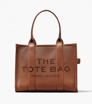 Marc Jacobs The Leather Large Tote Bag Women Tote Bags Chocolate USA | NG3-8817