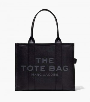 Marc Jacobs The Leather Large Tote Bag Women Tote Bags Black USA | NV2-1043