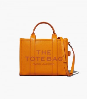 Marc Jacobs The Leather Medium Tote Bag Women Tote Bags Orange USA | ZE2-2992