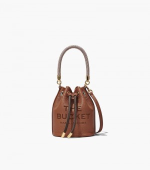 Marc Jacobs The Leather Micro Bucket Bag Women Bucket Bags Chocolate USA | HR9-9303