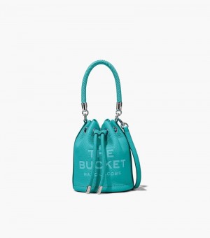 Marc Jacobs The Leather Micro Bucket Bag Women Bucket Bags Turquoise USA | NQ4-4187