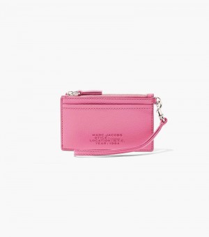 Marc Jacobs The Leather Top Zip Wristlet Women Wristlet Pink USA | PM1-4457