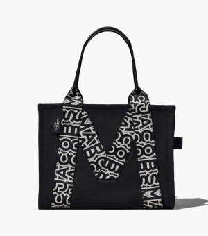 Marc Jacobs The M Large Tote Bag Women Tote Bags Black / White USA | YO0-8634