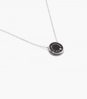 Marc Jacobs The Medallion Pendant Women Pendants Black / Silver USA | WV2-9191