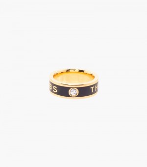 Marc Jacobs The Medallion Ring Women Ring Black / Gold USA | FH9-5695