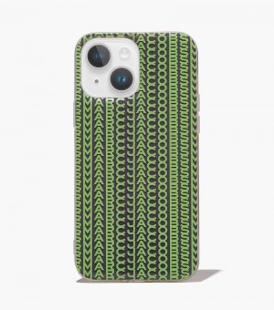 Marc Jacobs The Monogram iPhone Case 14 Max Women Tech Grey / Green USA | WF9-8086