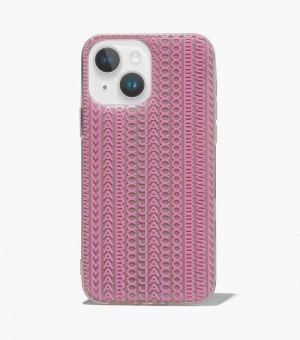 Marc Jacobs The Monogram iPhone Case 14 Max Women Tech Grey Brown / Pink USA | DL8-7072