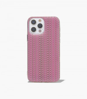 Marc Jacobs The Monogram iPhone Case 14 Pro Women Tech Grey Brown / Pink USA | IB6-3747