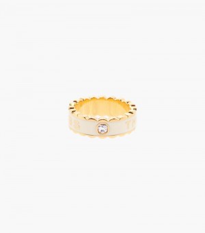 Marc Jacobs The Scallop Medallion Ring Women Ring Cream / Gold USA | UI9-5021