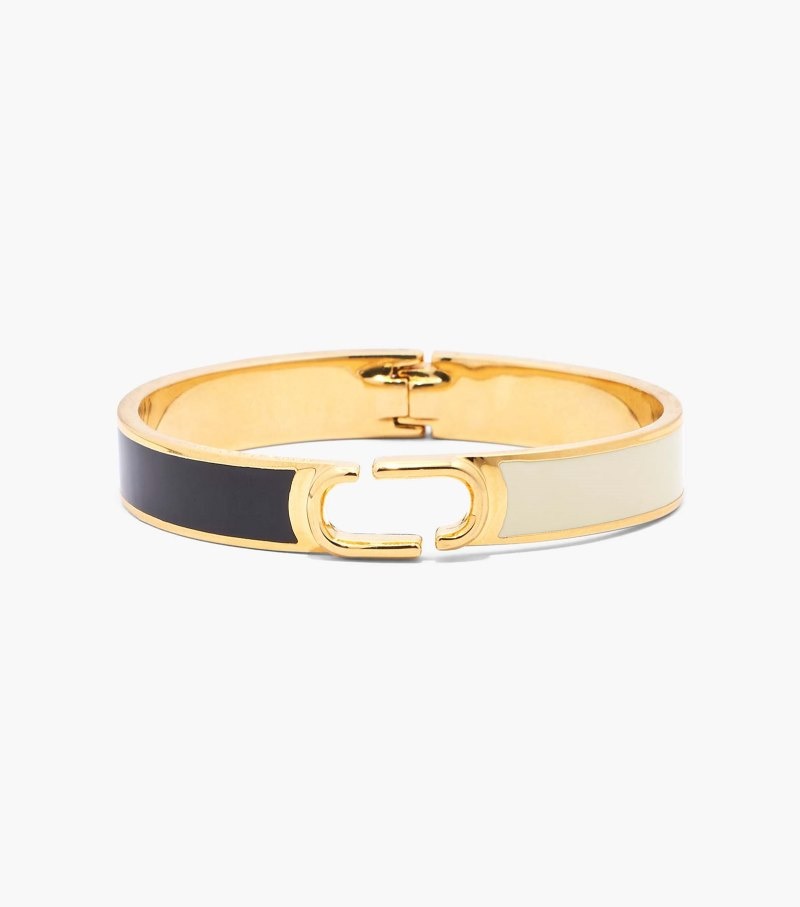 Marc Jacobs Hinge Bangle Women Bangles Black / Gold USA | QA2-3932