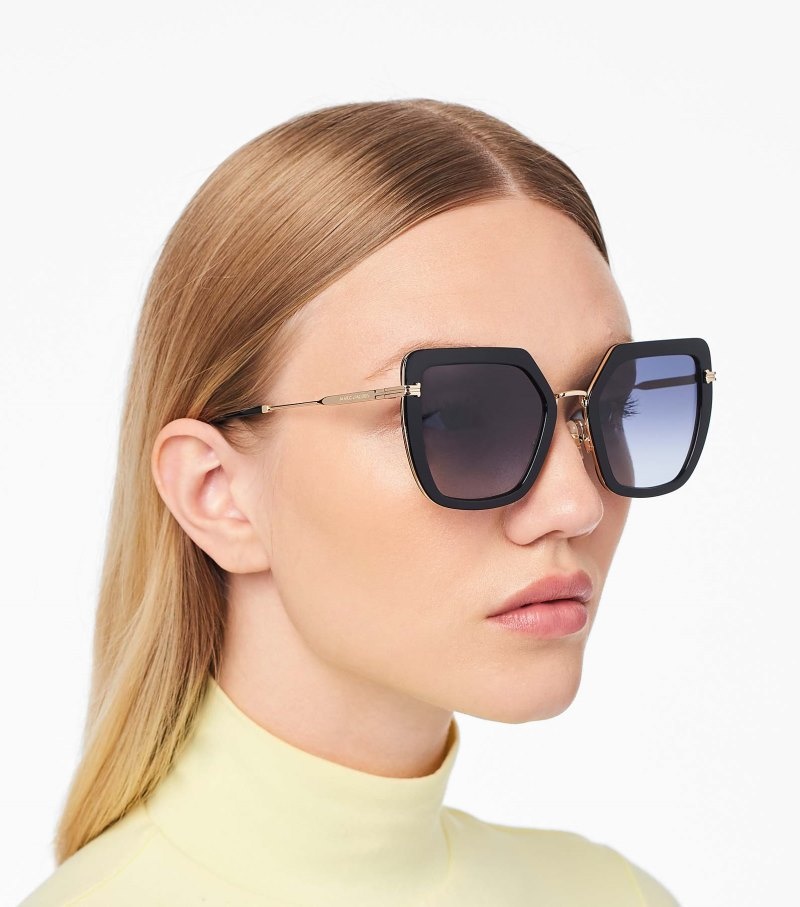Marc Jacobs Icon Oversized Butterfly Sunglasses Women Sunglasses Black / Gold USA | JI8-9206