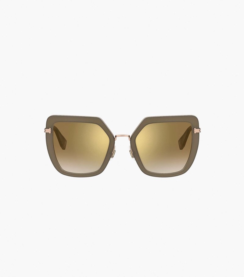 Marc Jacobs Icon Oversized Butterfly Sunglasses Women Sunglasses Olive / Gold USA | VF1-2575