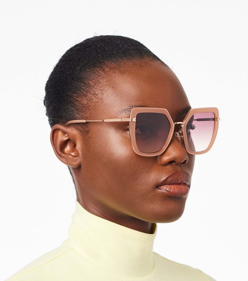 Marc Jacobs Icon Oversized Butterfly Sunglasses Women Sunglasses Skin Color / Gold USA | GR6-1660