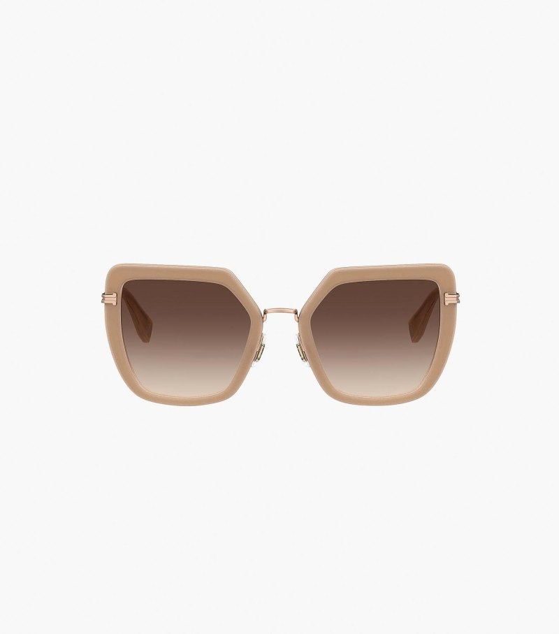 Marc Jacobs Icon Oversized Butterfly Sunglasses Women Sunglasses Skin Color / Gold USA | GR6-1660