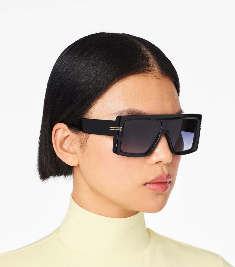 Marc Jacobs Icon Rectangular Sunglasses Women Sunglasses Black USA | BC4-8894
