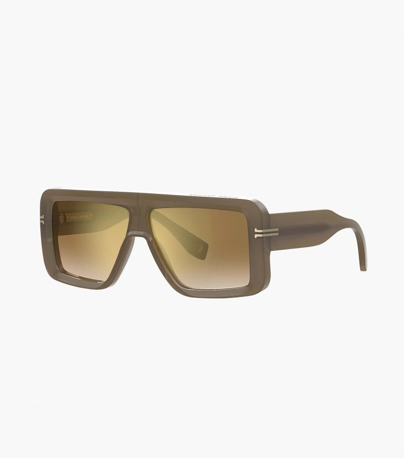 Marc Jacobs Icon Rectangular Sunglasses Women Sunglasses Olive USA | HS8-9641