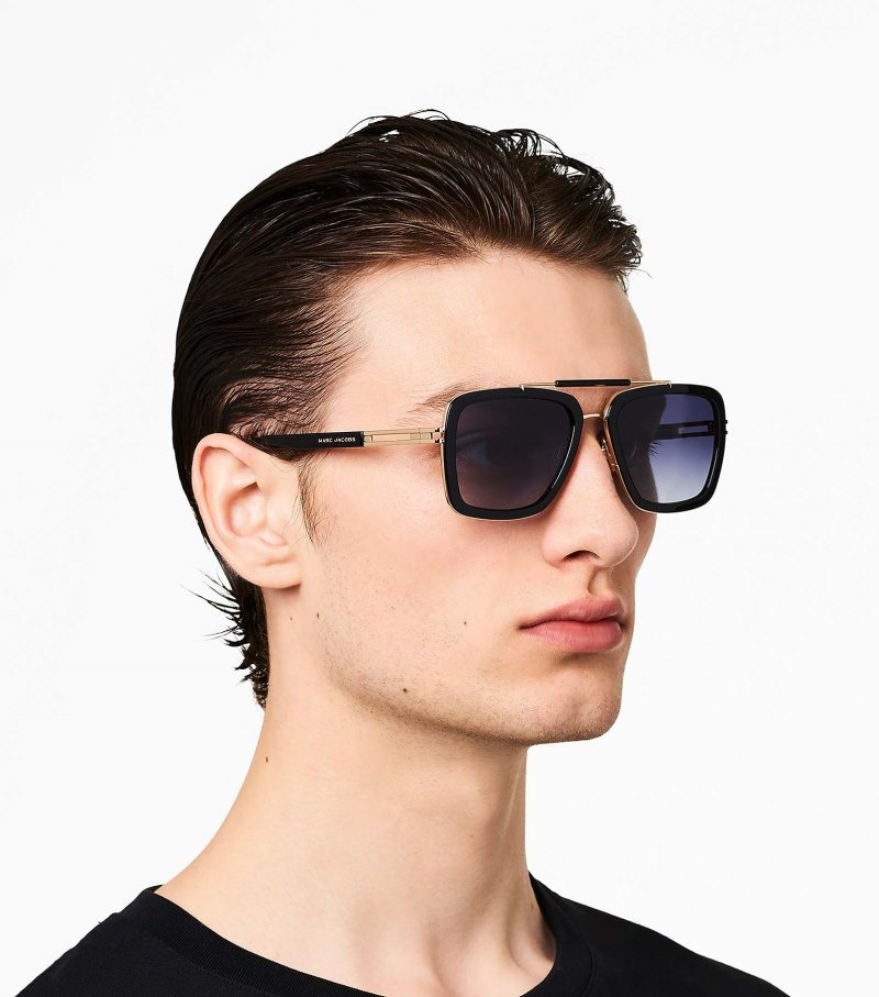 Marc Jacobs Icon Square Pilot Sunglasses Women Sunglasses Black USA | CD4-4304