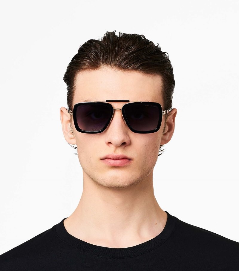 Marc Jacobs Icon Square Pilot Sunglasses Women Sunglasses Black USA | CD4-4304