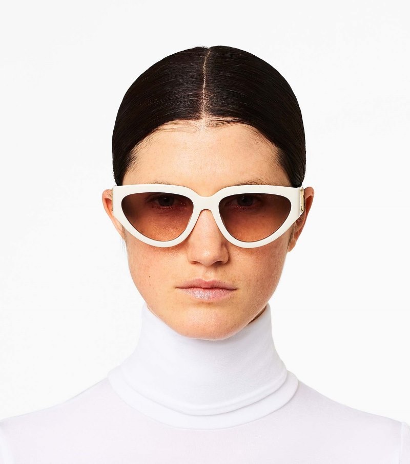 Marc Jacobs J Marc Cat Eye Sunglasses Women Sunglasses White / Black USA | LW3-4974