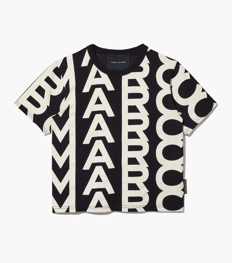 Marc Jacobs Monogram Baby Tee Women T Shirts Black / White USA | OG7-4832