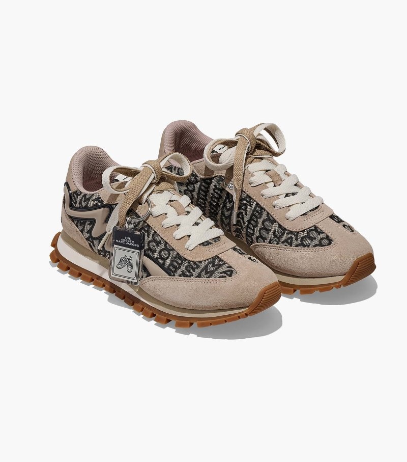 Marc Jacobs Monogram Jogger Women Sneakers Beige Multicolor USA | CI4-1333