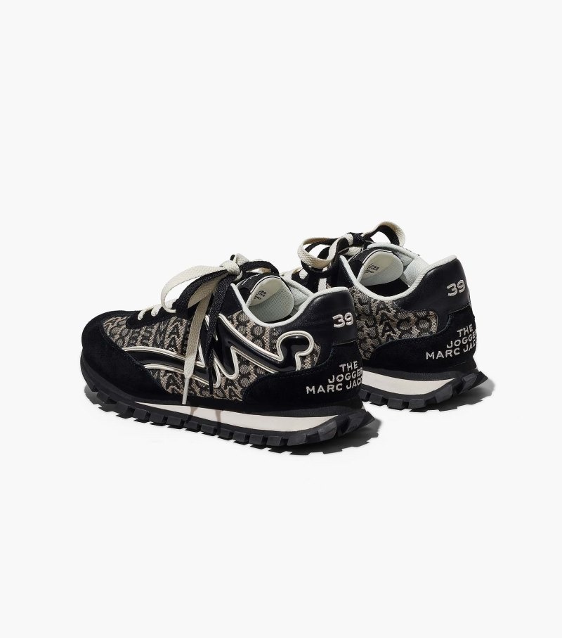 Marc Jacobs Monogram Jogger Women Sneakers Black / White USA | TQ2-6530