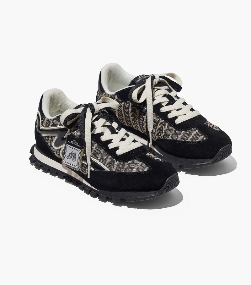 Marc Jacobs Monogram Jogger Women Sneakers Black / White USA | TQ2-6530