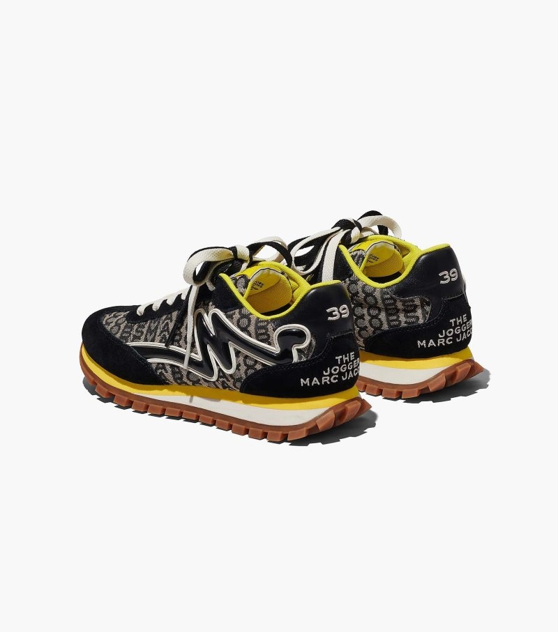 Marc Jacobs Monogram Jogger Women Sneakers Black / Yellow USA | KU1-0502