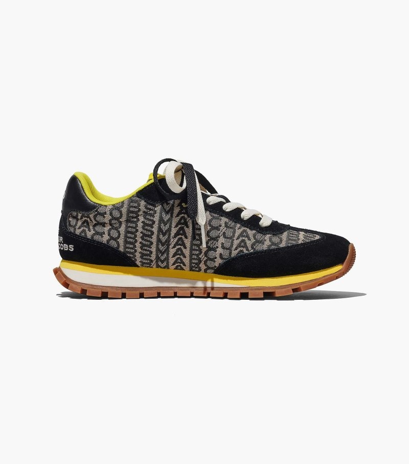 Marc Jacobs Monogram Jogger Women Sneakers Black / Yellow USA | KU1-0502