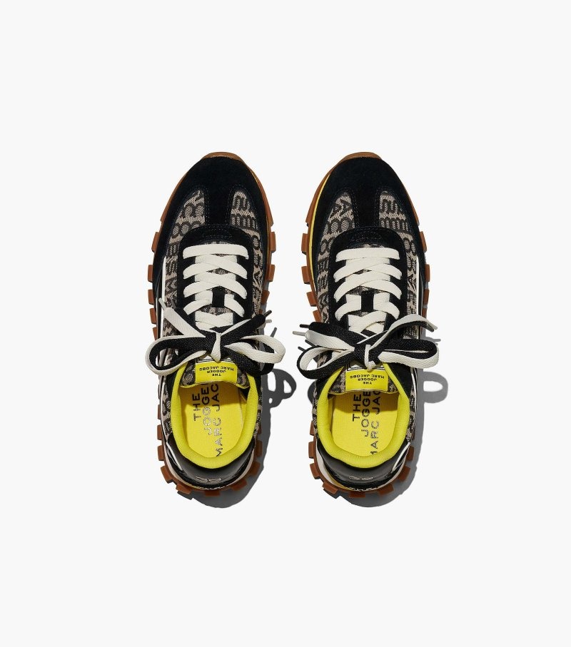 Marc Jacobs Monogram Jogger Women Sneakers Black / Yellow USA | KU1-0502
