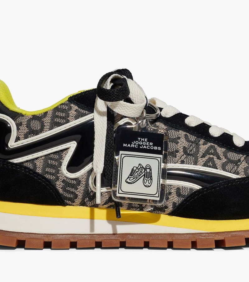 Marc Jacobs Monogram Jogger Women Sneakers Black / Yellow USA | KU1-0502