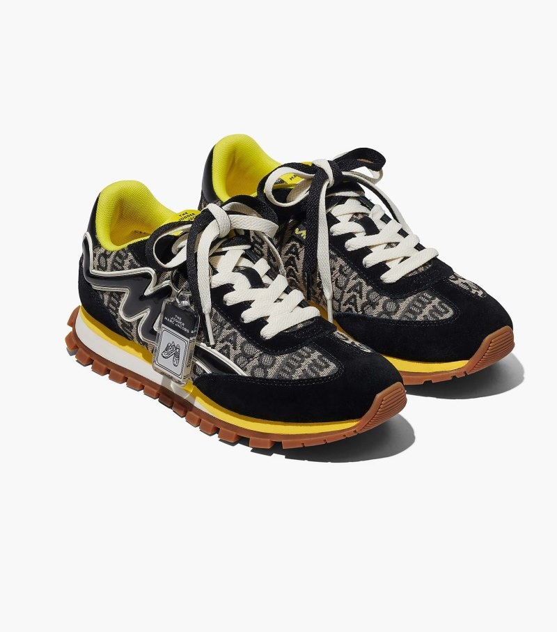 Marc Jacobs Monogram Jogger Women Sneakers Black / Yellow USA | KU1-0502