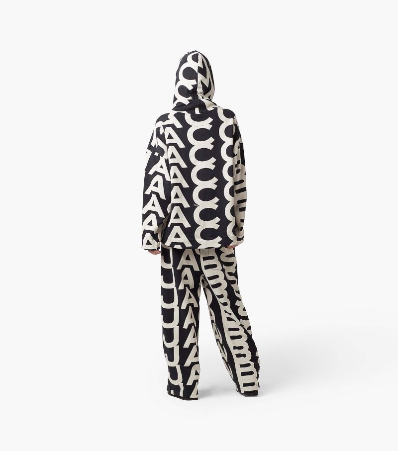 Marc Jacobs Monogram Oversized Hoodie Women Hoodie Black / White USA | ZH4-5377