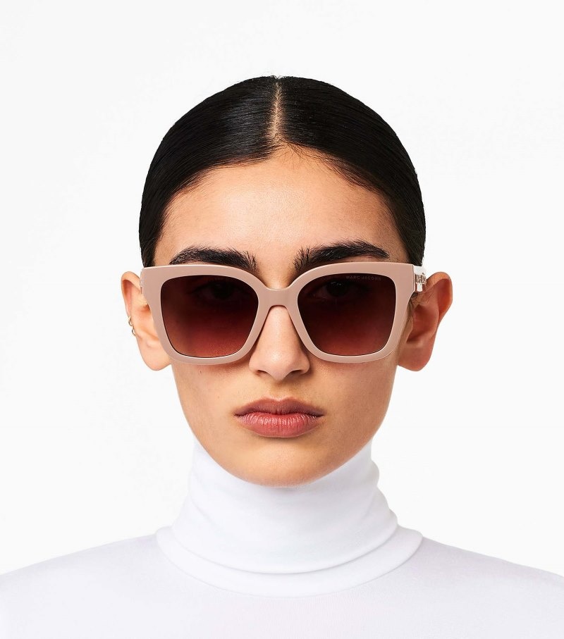 Marc Jacobs Square Sunglasses Women Sunglasses Beige USA | GR3-0194