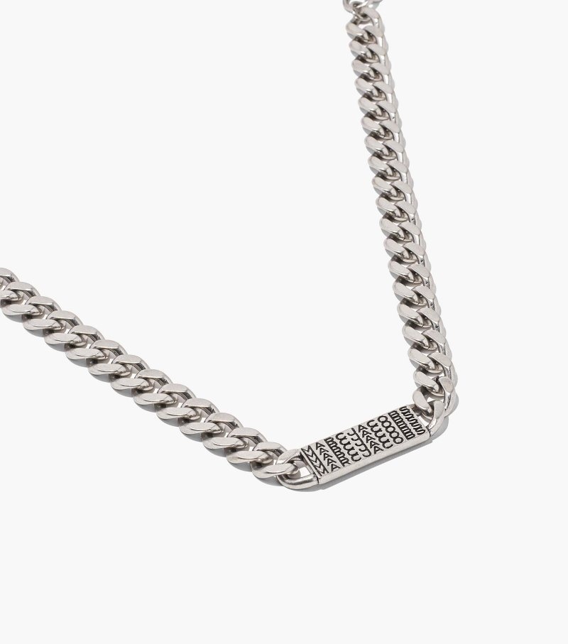 Marc Jacobs The Barcode Monogram ID Chain Necklace Women Necklace Silver USA | YK5-5966