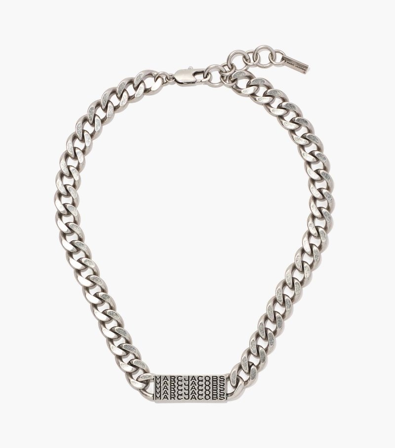 Marc Jacobs The Barcode Monogram ID Chain Necklace Women Necklace Silver USA | YK5-5966