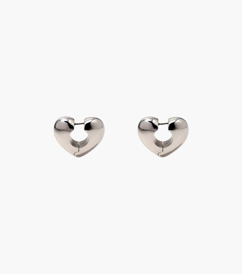 Marc Jacobs The Charmed Bubble Heart Hoops Women Earrings Silver USA | SA1-3980