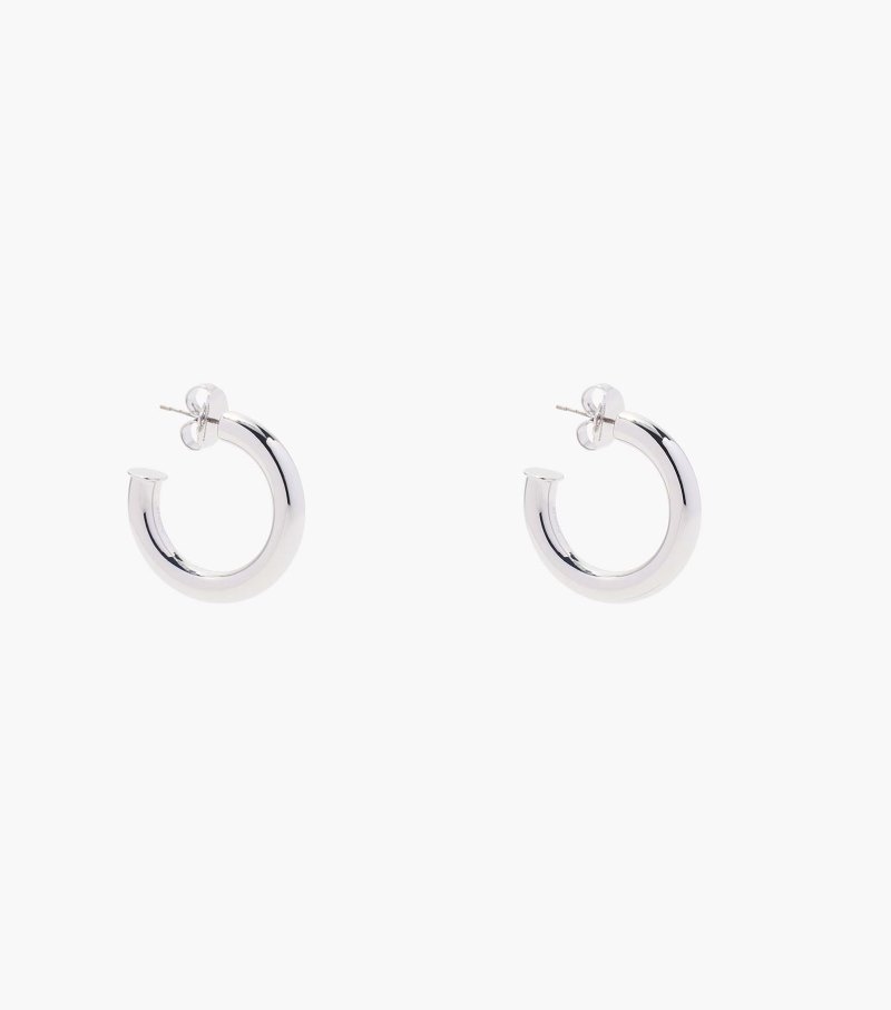 Marc Jacobs The Charmed Double Heart Hoops Women Earrings Silver USA | YM4-7968