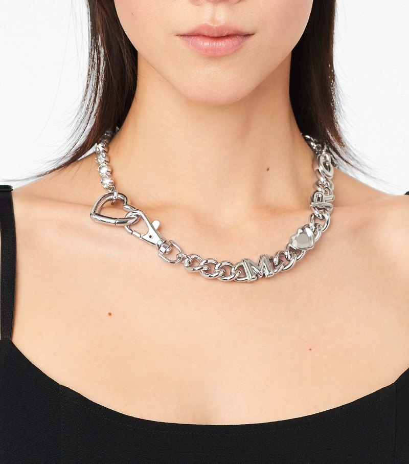 Marc Jacobs The Charmed Heart Chain Necklace Women Necklace Silver USA | XI2-1120