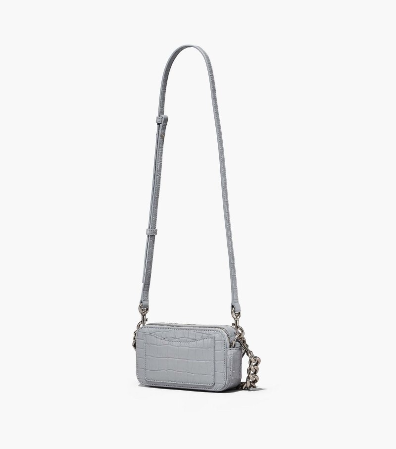 Marc Jacobs The Croc-Embossed Snapshot Women Camera Bags Blue Grey USA | MW5-0942