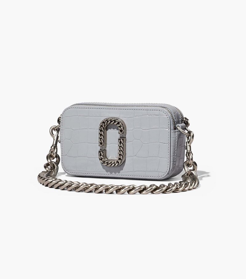 Marc Jacobs The Croc-Embossed Snapshot Women Camera Bags Blue Grey USA | MW5-0942