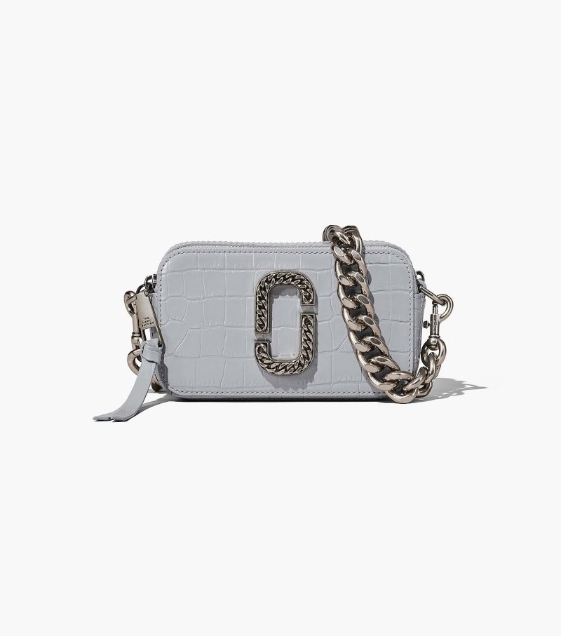 Marc Jacobs The Croc-Embossed Snapshot Women Camera Bags Blue Grey USA | MW5-0942