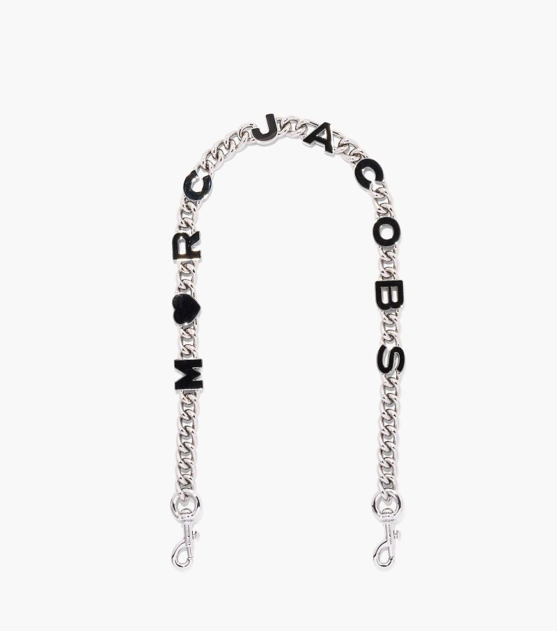 Marc Jacobs The Heart Charm Chain Shoulder Strap Women Bag Accessories Black / Silver USA | NQ9-4614