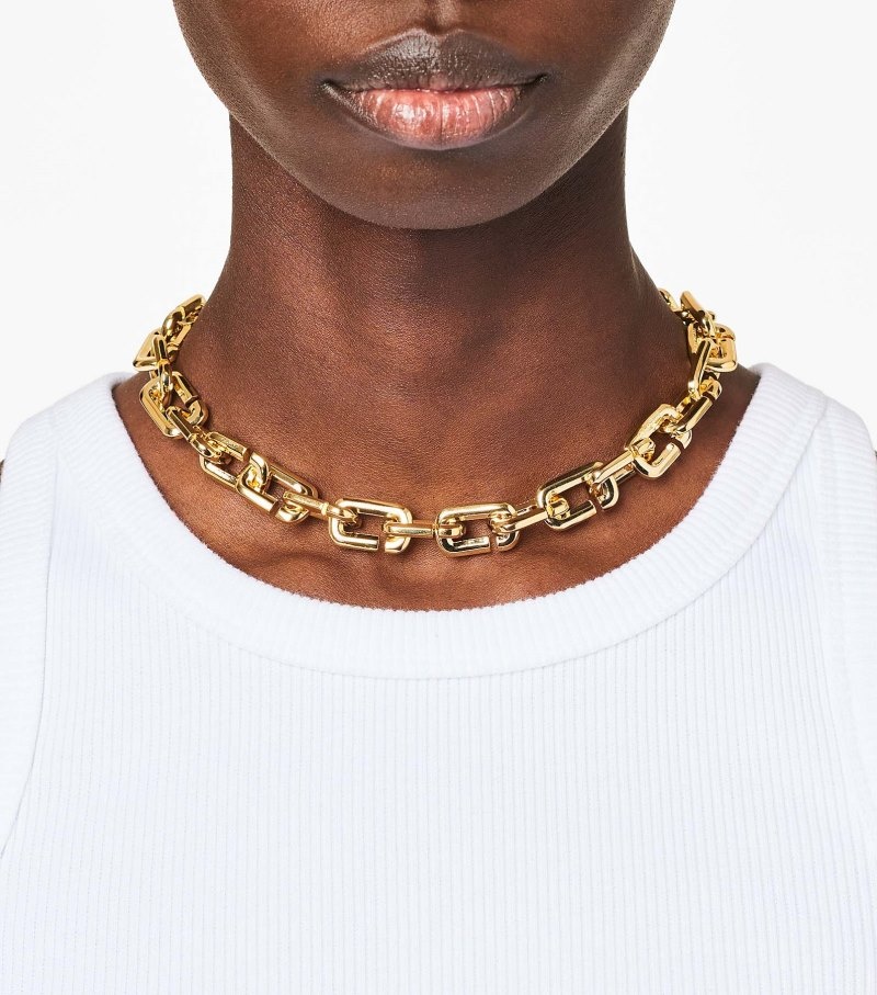 Marc Jacobs The J Marc Chain Link Necklace Women Necklace Gold USA | WC6-6538